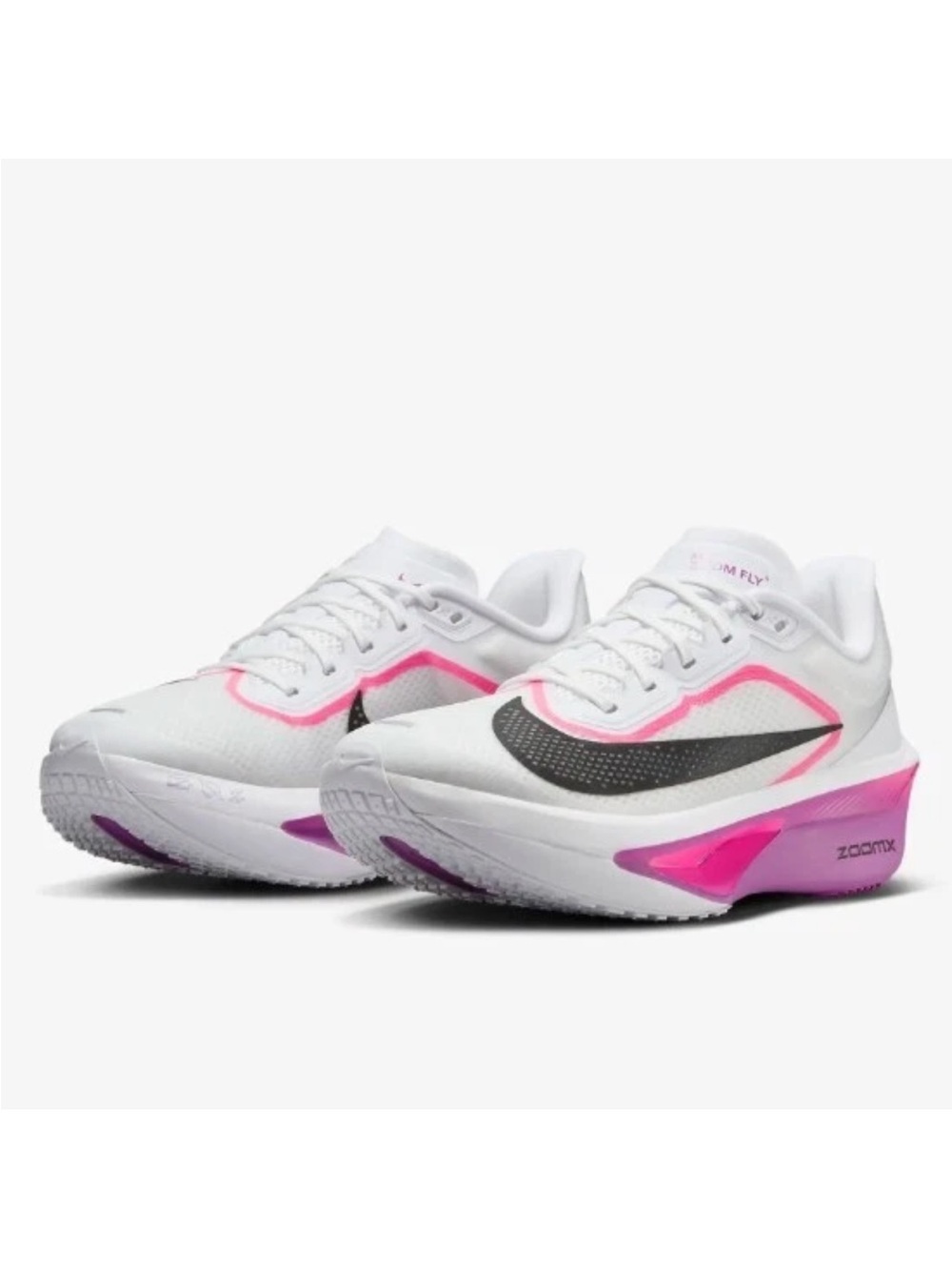 Nike Women's Zoom Fly 6 White Running Shoes with Pink Accents FN8455-101